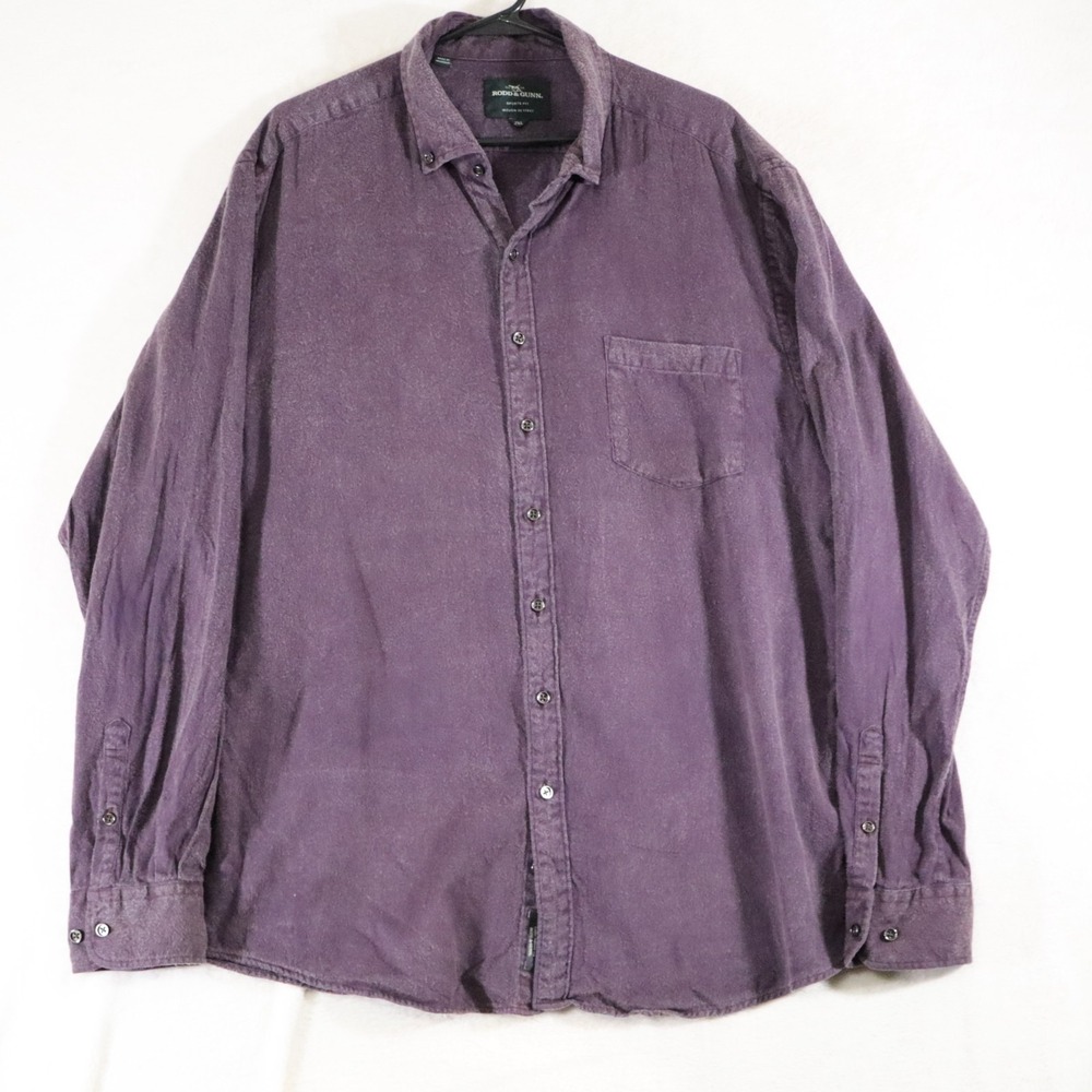 Rodd & Gunn Mens 2XL Purple Flannel Button Down Shirt Sports Fit Long Sleeve